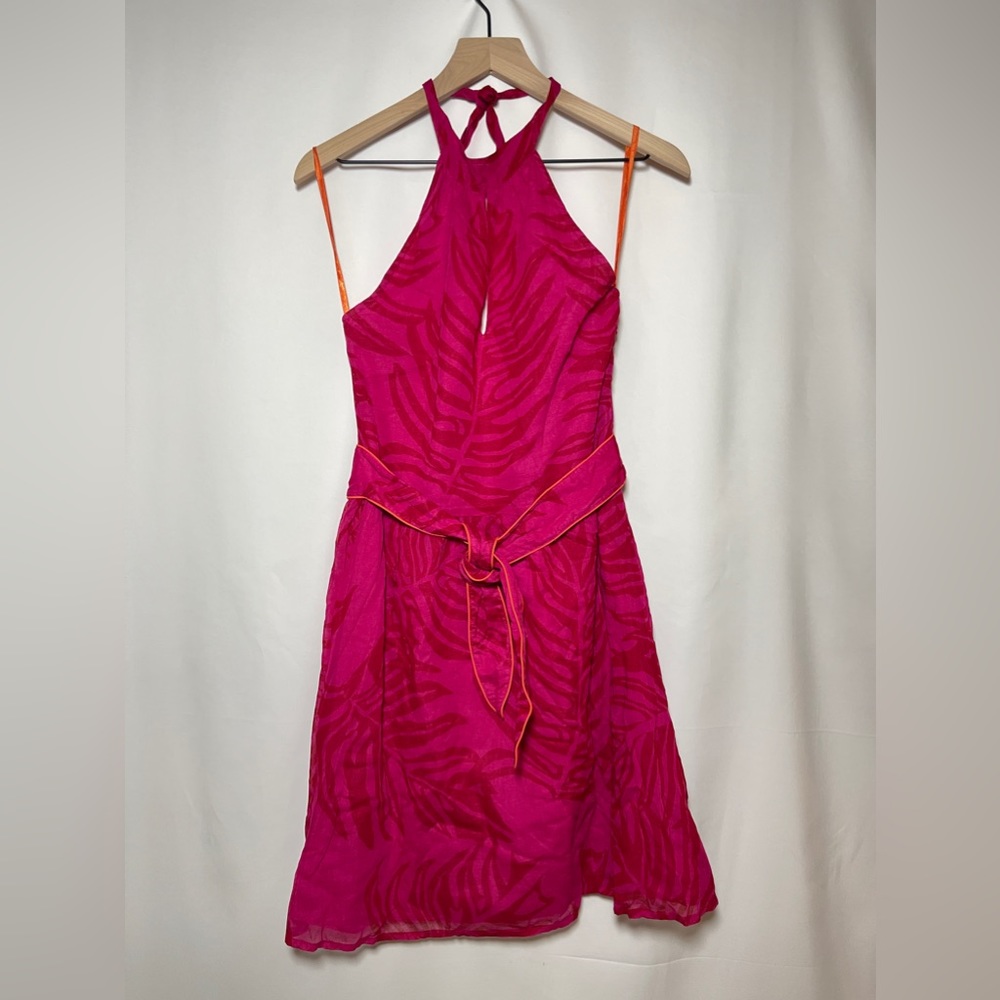 Free People Fusia Palm Leaf print Halter Dress